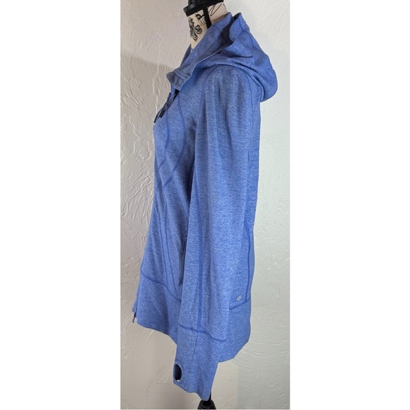 Lululemon Scuba Jacket Blue Hoodie High Neck Full Zip Thumb Holes, size 8 - Picture 6 of 13